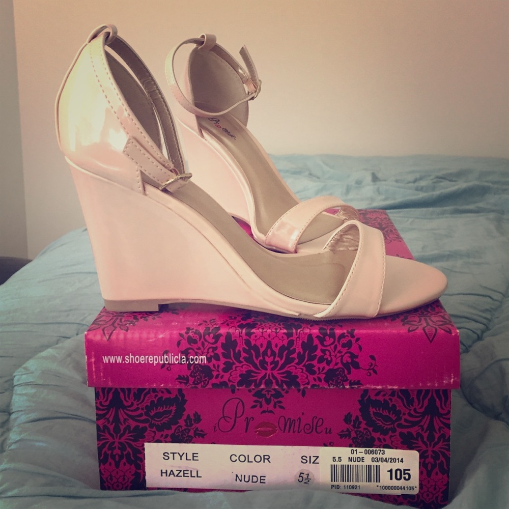 Modcloth nude wedge sandals